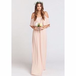 Caitlin Ruffle Maxi Dress ~ Dusty Blush Crisp